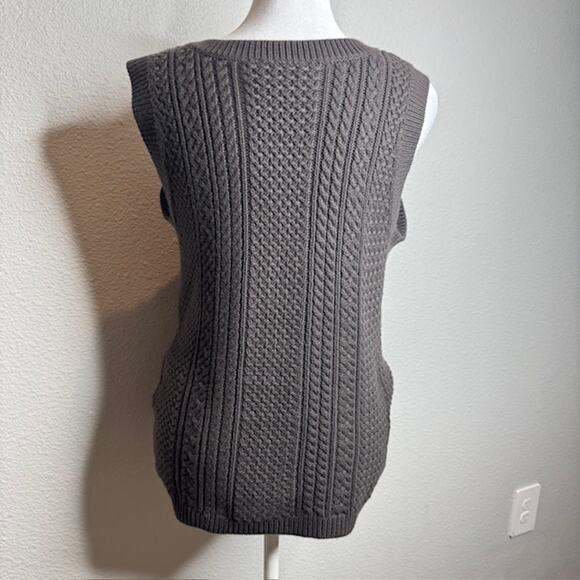 Talbots Petites Brown Cable Knit Vest Sz Medium - Picture 8 of 11